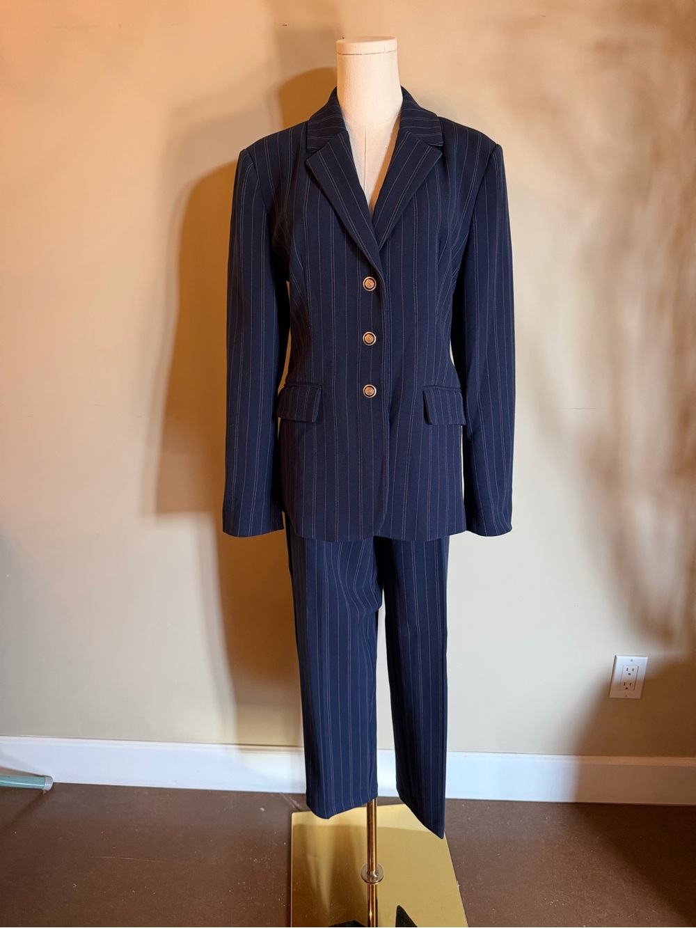 Sam Edelman Navy Pinstripe Blazer & Trouser Suit